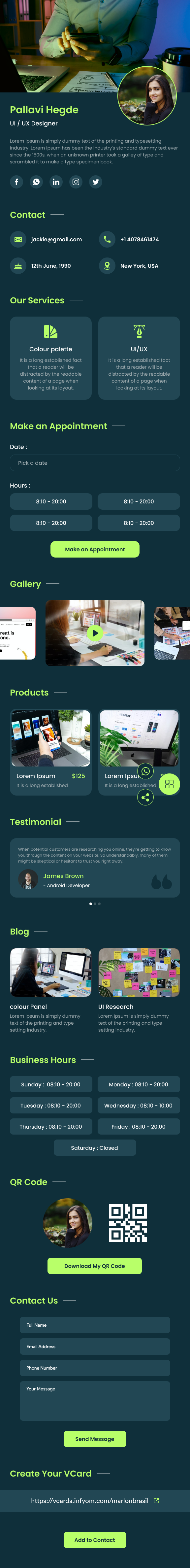 Dynamic vcard template